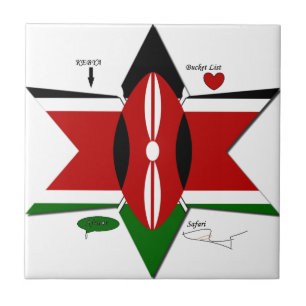 Kenyan Flag Safari Design: Bucket List Ceramic Tile
