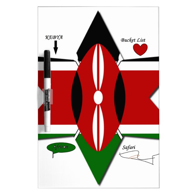 Kenyan Flag Safari Design: Bucket List Dry Erase Board (Front)