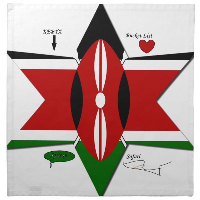 Kenyan Flag Safari Design: Bucket List Napkin (Front)