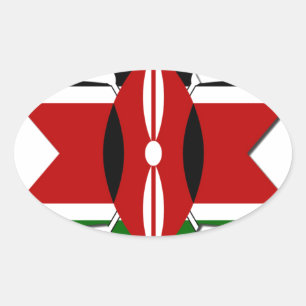 Kenyan Flag Safari Design: Bucket List Oval Sticker