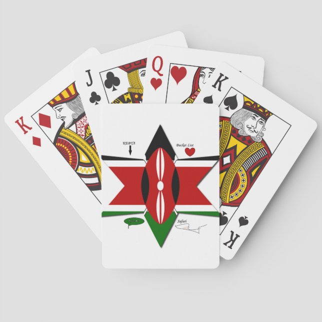 Kenyan Flag Safari Design: Bucket List Poker Cards (Back)