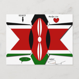 Kenyan Flag Safari Design: Bucket List Postcard