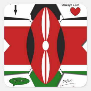 Kenyan Flag Safari Design: Bucket List Square Sticker