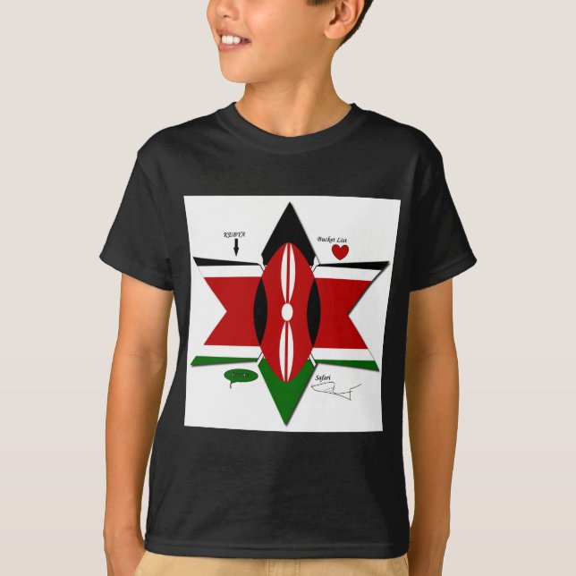 Kenyan Flag Safari Design: Bucket List T-Shirt (Front)