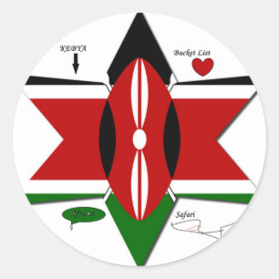Kenyan Flag Safari: Star Design Bucket List Idea Classic Round Sticker