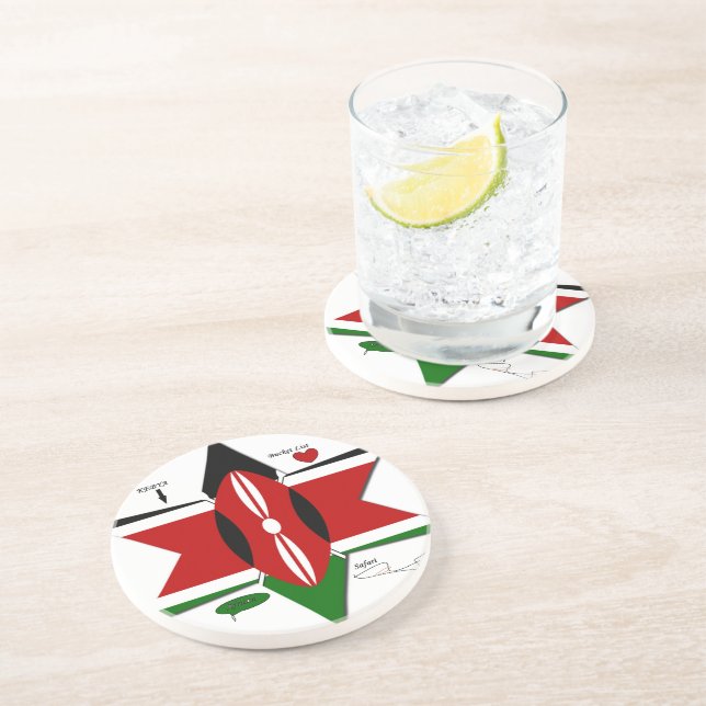 Kenyan Flag Safari: Star Design | Bucket List Idea Coaster (Side)