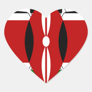 Kenyan Flag Safari: Star Design Bucket List Idea Heart Sticker