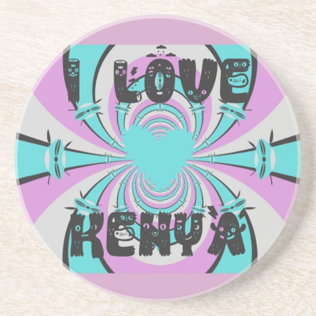 Kenyan Heart Art: I Love Kenya Coaster (Front)