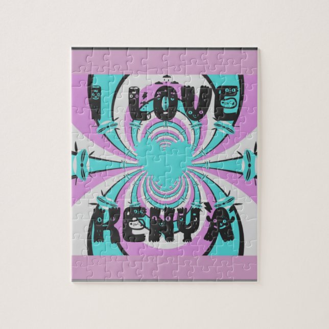 Kenyan Heart Art: I Love Kenya Jigsaw Puzzle (Vertical)