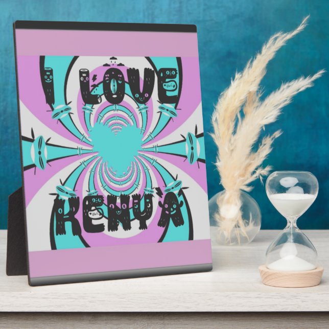 Kenyan Heart Art: I Love Kenya Plaque (Side)