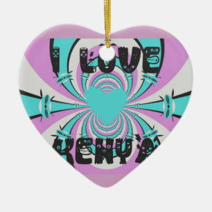 Kenyan Heart Art: I Love Kenya Purple Cyan Abstrac Ceramic Ornament