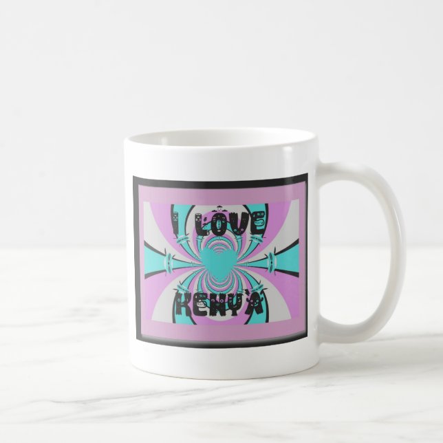 Kenyan Heart Art: I Love Kenya Purple Cyan Abstrac Coffee Mug (Right)