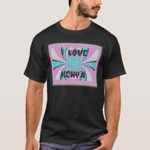 Kenyan Heart Art: I Love Kenya Purple Cyan Abstrac T-Shirt