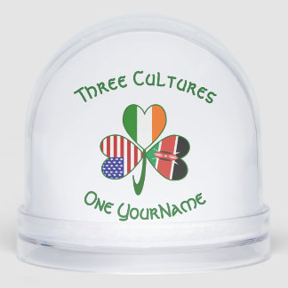 Kenyan Irish American Flag Shamrock Personalized  Snow Globe