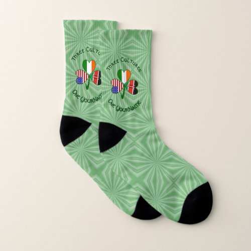 Kenyan Irish USA Flags Shamrock Personalized  Socks