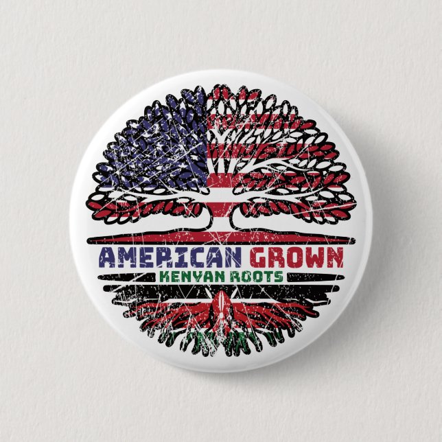 Kenyan Kenya US American USA United States Tree Button (Front)