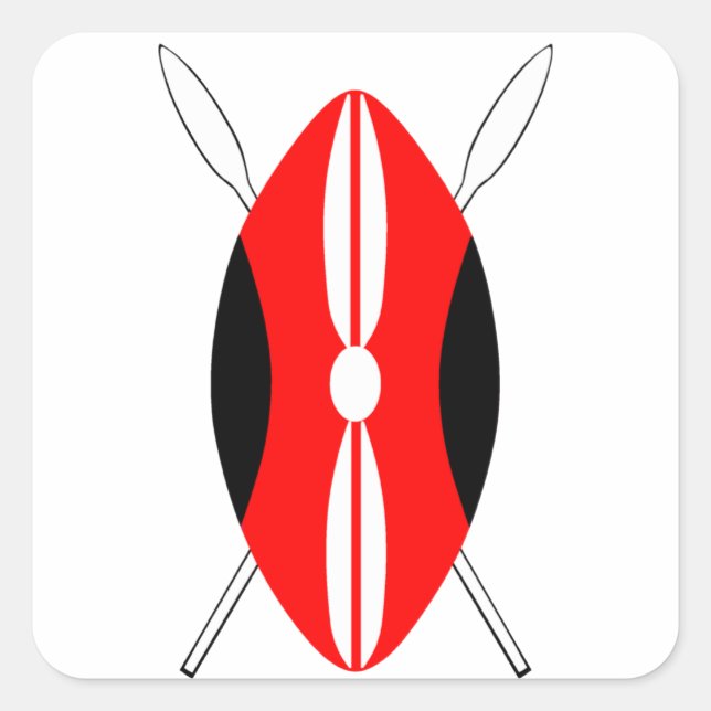 Kenyan Maasai Shield Square Sticker (Front)