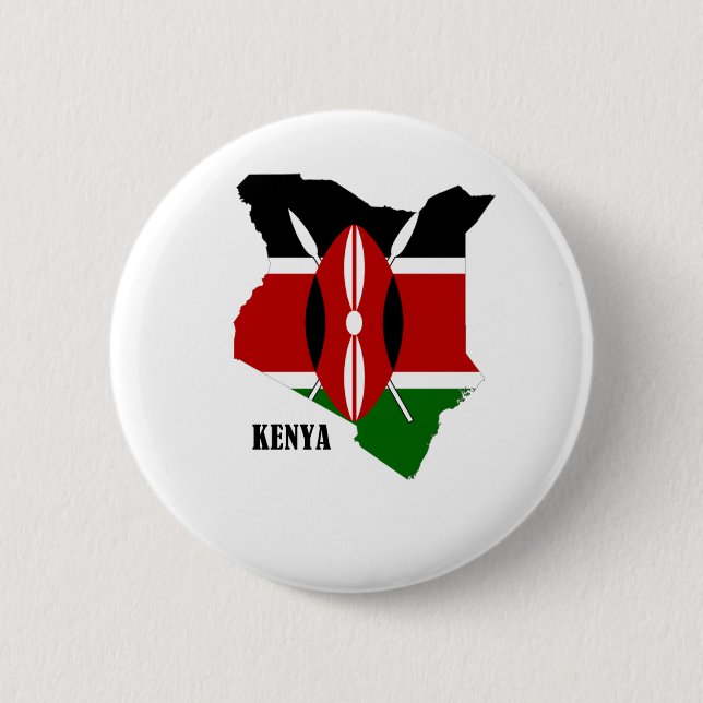 Kenyan Map and Flag Pinback Button (Front)