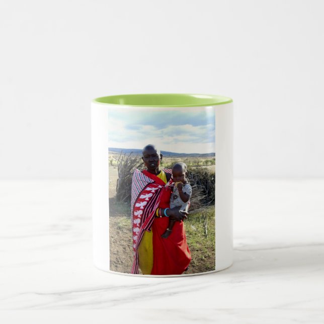 Kenyan mother and baby in Kenya Two-Tone Coffee Mug (Center)