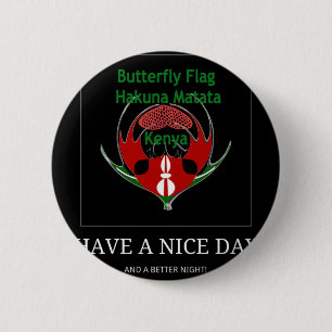 Kenyan Shield Design: Butterfly Flag. Button