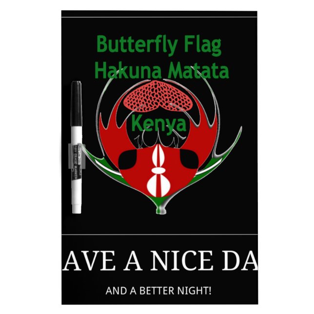 Kenyan Shield Design: Butterfly Flag.  Dry-Erase Board (Front)