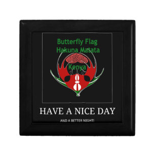 Kenyan Shield Design: Butterfly Flag. Keepsake Box