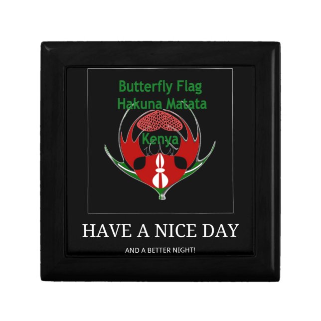 Kenyan Shield Design: Butterfly Flag.  Keepsake Box (Front)