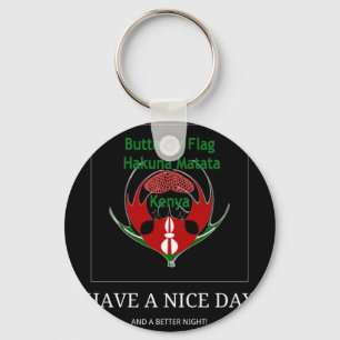 Kenyan Shield Design: Butterfly Flag. Keychain