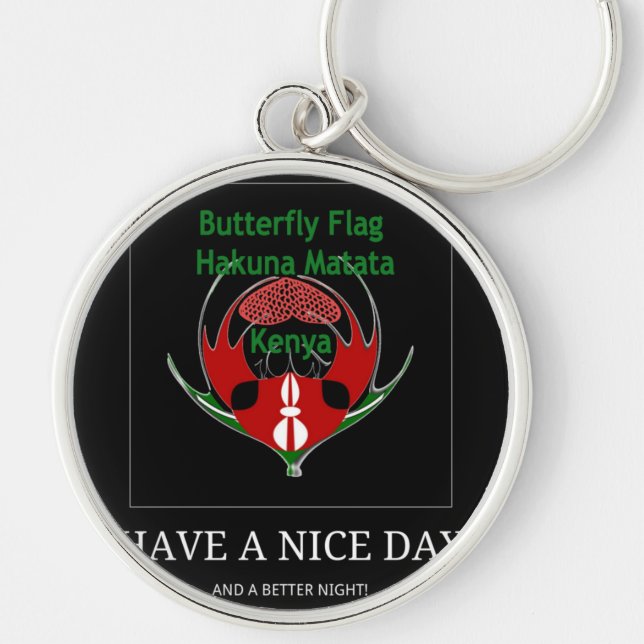 Kenyan Shield Design: Butterfly Flag.  Keychain (Front)