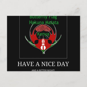 Kenyan Shield Design: Butterfly Flag.  Postcard
