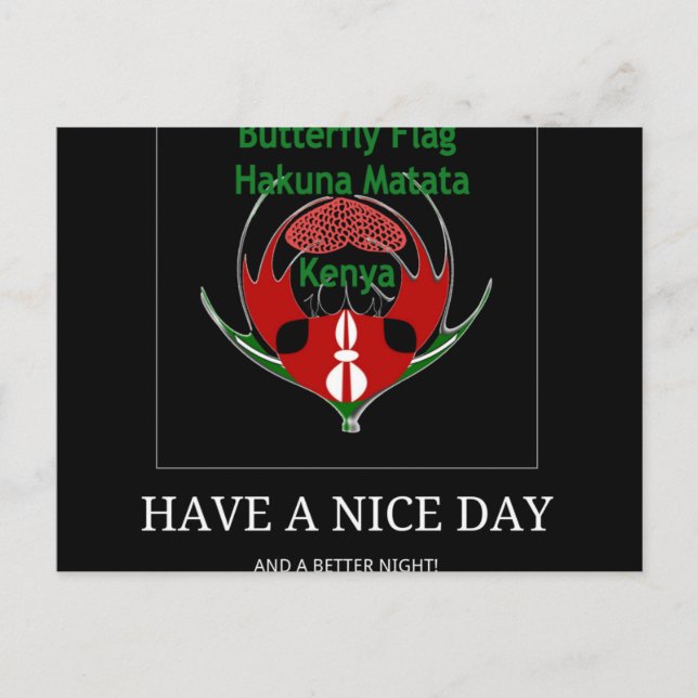 Kenyan Shield Design: Butterfly Flag.  Postcard (Front)