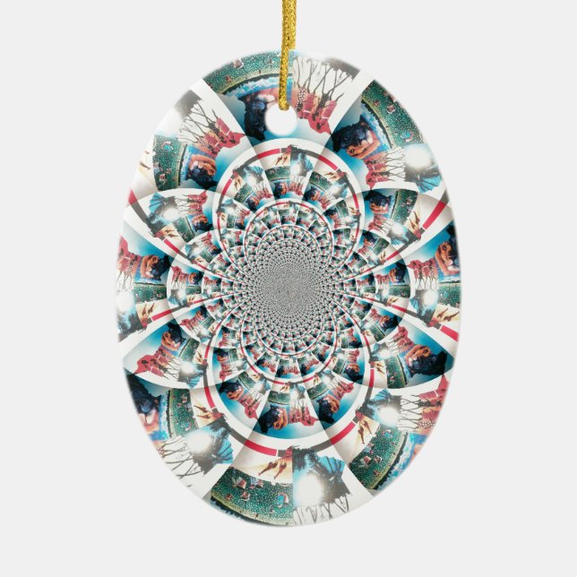 Kenyan Tapestry Kaleidoscope Art Print Ceramic Ornament (Front)