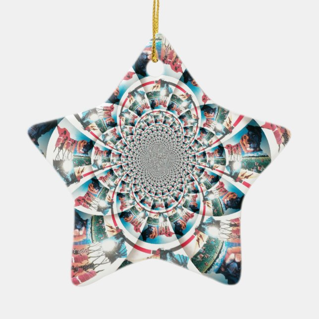 Kenyan Tapestry Kaleidoscope Art Print Ceramic Ornament (Front)