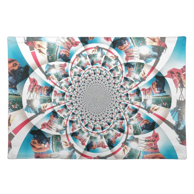 Kenyan Tapestry Kaleidoscope Art Print Cloth Placemat (Front)