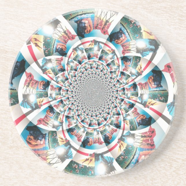Kenyan Tapestry Kaleidoscope Art Print Drink Coaster (Front)