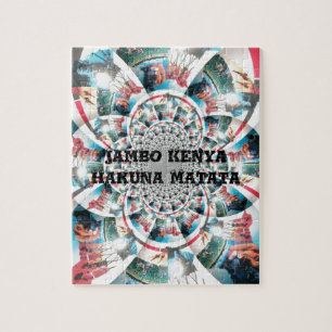 Kenyan Tapestry Kaleidoscope Art Print Jigsaw Puzzle