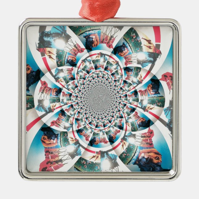 Kenyan Tapestry Kaleidoscope Art Print Metal Ornament (Front)