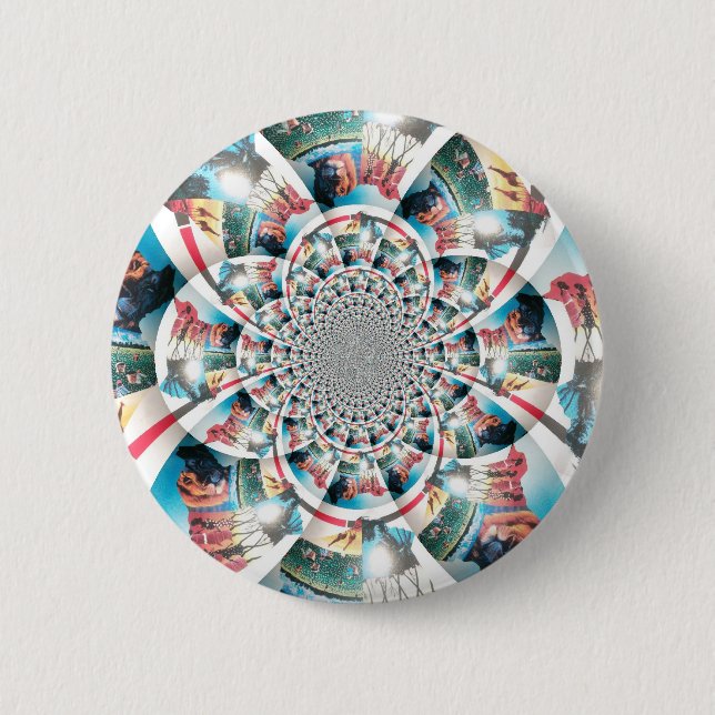 Kenyan Tapestry Kaleidoscope Art Print Pinback Button (Front)