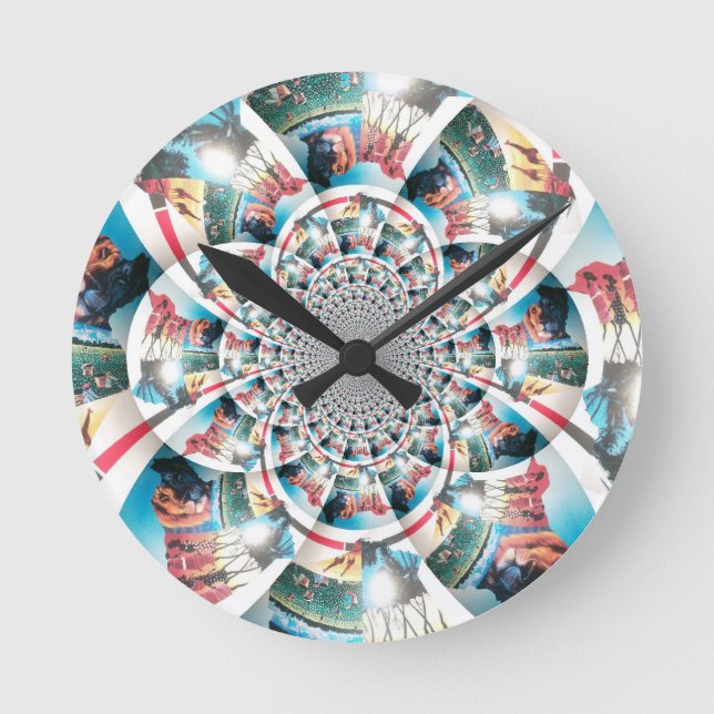 Kenyan Tapestry Kaleidoscope Art Print Round Clock (Front)