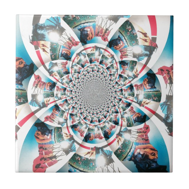 Kenyan Tapestry Kaleidoscope Art Print Tile (Front)