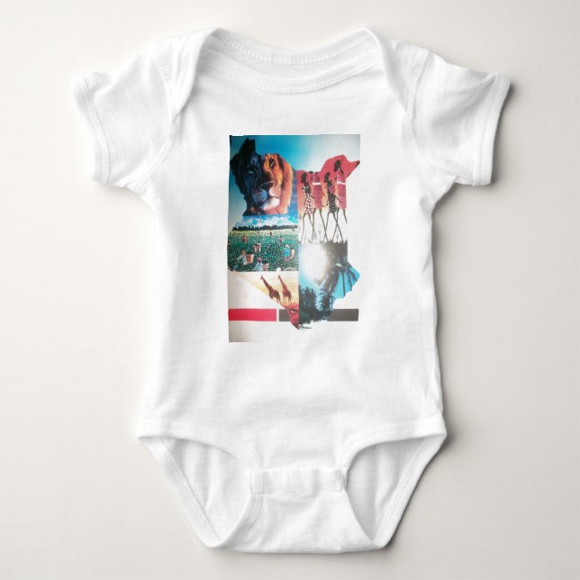 Kenyan Tapestry: Wildlife, Culture & Coastal Beach Baby Bodysuit (Front)