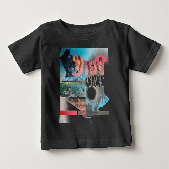 Kenyan Tapestry: Wildlife, Culture & Coastal Beach Baby T-Shirt (Front)