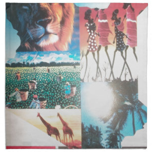 Kenyan Tapestry: Wildlife, Culture,& Coastal Beach Cloth Napkin