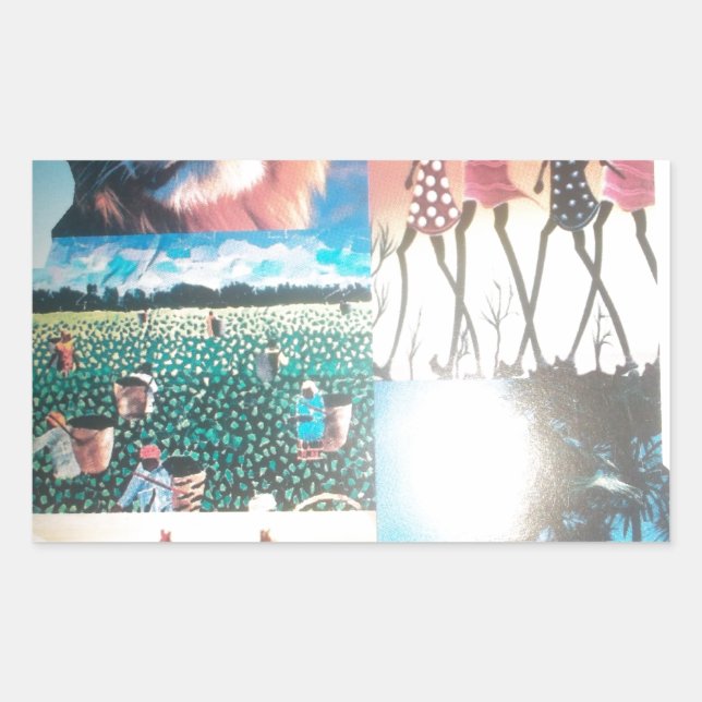 Kenyan Tapestry: Wildlife, Culture,& Coastal Beach Rectangular Sticker (Front)