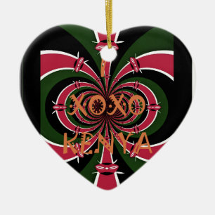 Kenyan Travel Gift – Hugs & Kisses Design Ceramic Ornament