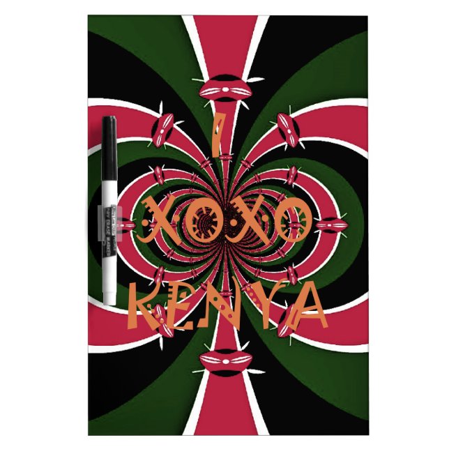 Kenyan Travel Gift – Hugs & Kisses Design Dry-Erase Board (Front)