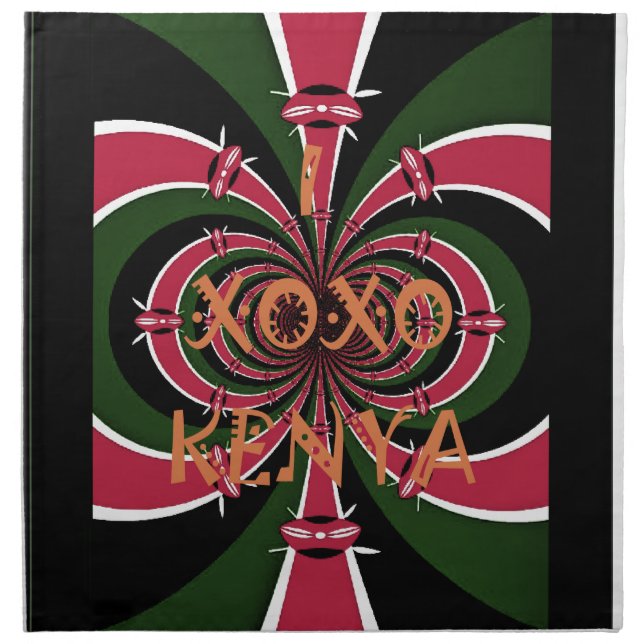 Kenyan Travel Gift – Hugs & Kisses Design Napkin (Front)