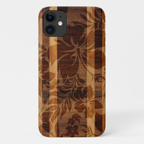 Keokea Beach Faux Wood Surfboard iPhone 11 Case