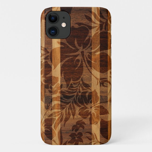 Keokea Beach Faux Wood Surfboard Case-Mate iPhone Case (Back)