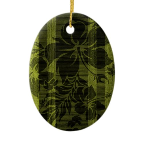 Keokea Beach Faux Wood Surfboard Ceramic Ornament